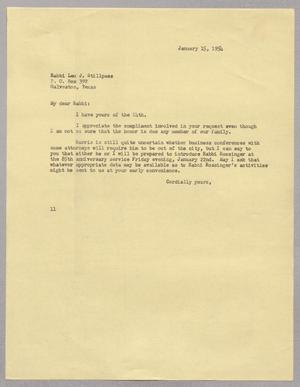 [Letter from I. H. Kempner to Rabbi Leo J. Stillpass, January 15, 1954]