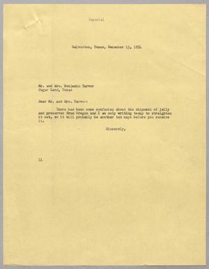 [Letter from I. H. Kempner to Mr. and Mrs. Benjamin Tarver, December 13, 1954]