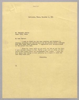 [Letter from I. H. Kempner to Mr. Benjamin Tarver, December 2, 1954]