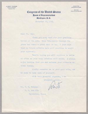 [Letter from Albert Thomas to I. H. Kempner, November 10, 1954]