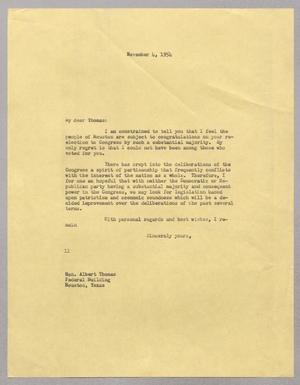 [Letter from I. H. Kempner to Albert Thomas, November 4, 1954]