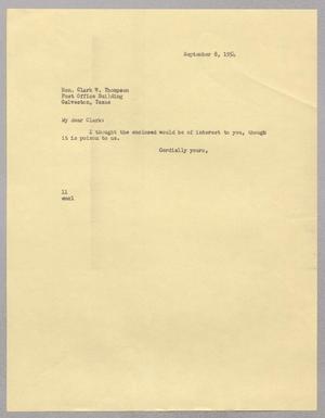[Letter from Isaac Herbert Kempner to Clark W. Thompson, September 8, 1954]