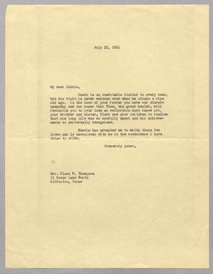 [Letter from Isaac H. Kempner to Libbie Thompson, July 22, 1954]