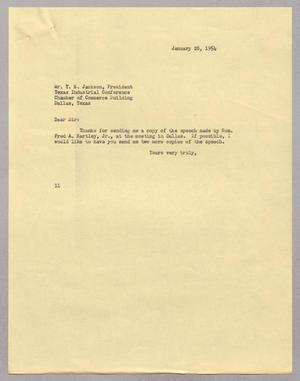 [Letter from Isaac Herbert Kempner to T. E. Jackson, January 28, 1954]