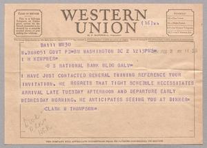 [Telegram from Clark W. Thompson to Isaac H. Kempner, February 2, 1954]