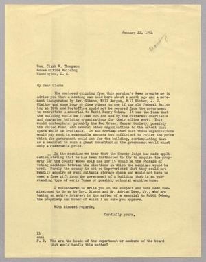 [Letter from I. H. Kempner to Hon. Clark W. Thompson, January 22, 1954]