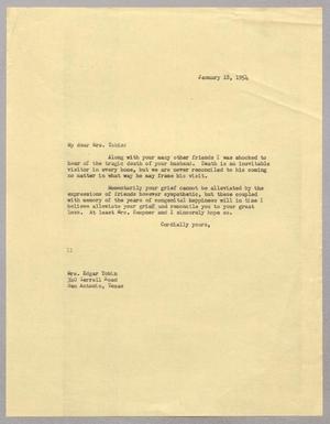 [Letter from I. H. Kempner to Mrs. Edgar Tobin, January 18, 1954]