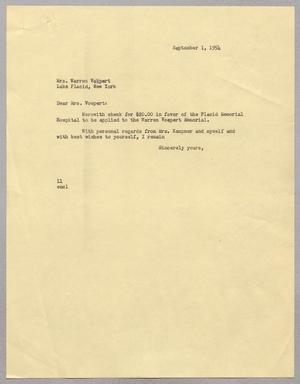 [Letter from Isaac H. Kempner to Mrs. Warren Volpert, September 1, 1954]