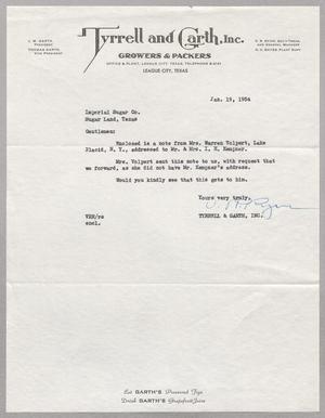 [Letter from V. R. Ryan to Imperial Sugar Co., Janurary 19, 1954]