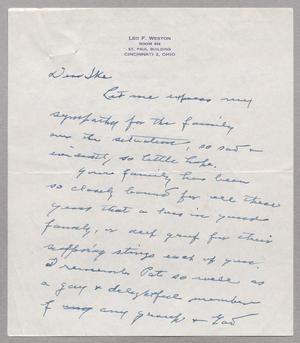[Letter from Leo F. Weston to I. H. Kempner, 1954]