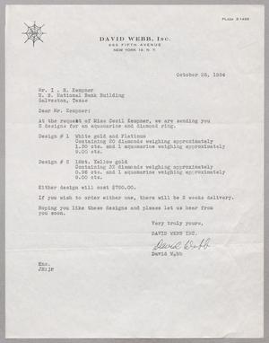 [Letter from David Webb, Inc. to Isaac H. Kempner, October 25, 1954]