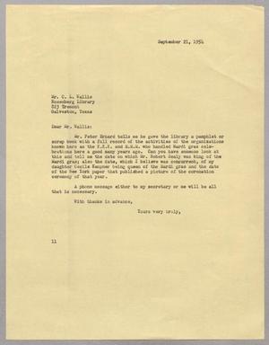 [Letter from I. H. Kempner to C. L. Wallis, September 21, 1954]