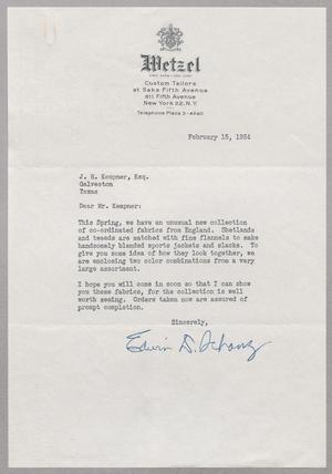 [Letter from Edwin D. Schanz to I. H. Kempner, February 15, 1954]