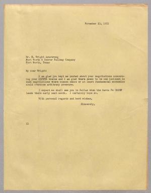 [Letter from I. H. Kempner to R. Wright Armstrong, November 23, 1955]