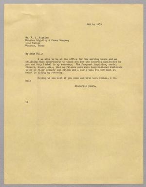 [Letter from I. H. Kempner to William J. Aicklen, May 4, 1955]