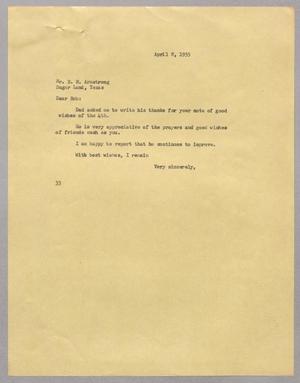 [Letter from Harris Leon Kempner to R. M. Armstrong, April 8, 1955]