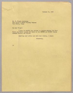 [Letter from Isaac H. Kempner to R. Wright Armstrong, January 15, 1955]