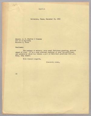 [Letter from Isaac H. Kempner to J. G. Blaffer & Company, December 10, 1955]