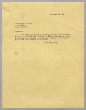 [Letter from Isaac H. Kempner to Martin Belcher Motors, September 8, 1955]