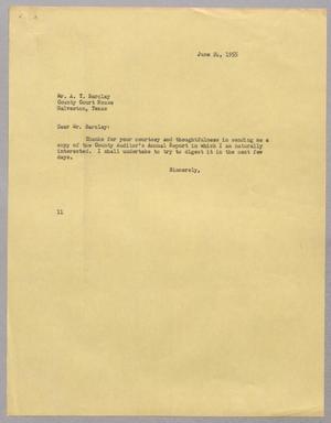 [Letter from Isaac Herbert Kempner to A. T. Barclay, June 24, 1955]