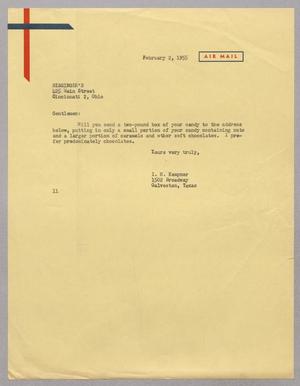[Letter from I. H. Kempner to Bissinger's, February 2, 1955]