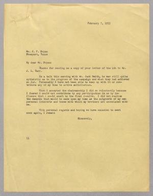 [Letter from I. H. Kempner to J. P. Bryan, February 7, 1955]