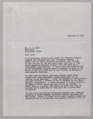 [Letter from J. P. Bryan to J. L. Tarr, February 4, 1955]