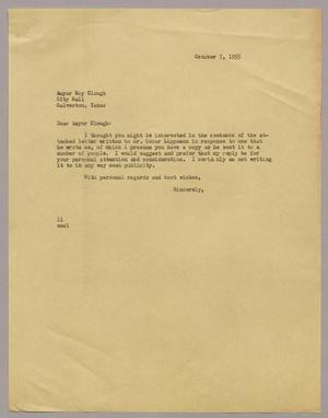 [Letter from I. H. Kempner to Mayor Roy Clough, October 7, 1955]