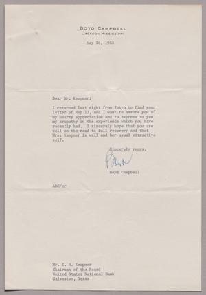 [Letter from Boyd Campbell to I. H. Kempner, May 26, 1955]