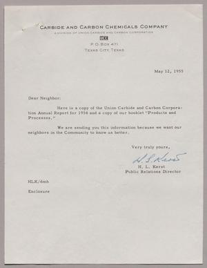 [Letter from Carbide and Carbon Chemicals Company, May 12, 1955]