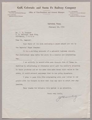 [Letter from J. P. Cowley to I. H. Kempner, February 26, 1955]