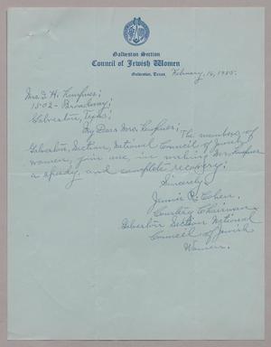 [Letter from Jennie R. Cohen to Mrs. I. H. Kempner, February 16, 1955]