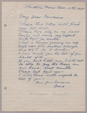 [Letter from David Cohen to the Kempners, November 4, 1955]