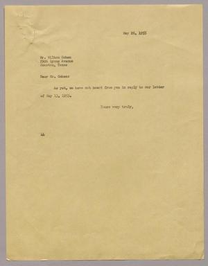 [Letter from A. H. Blackshear, Jr., to Wilton Cohen, May 26, 1955]