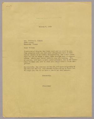 [Letter from the R. Lee Kempner to Mr. Wilton D. Cohen, March 9, 1955]