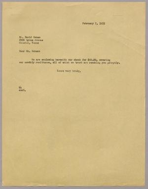 [Letter from A. H. Blackshear, Jr. to David Cohen, February 7, 1955]