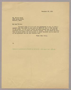 [Letter from I. H. Kempner to Mr. Wilton Cohen, December 28, 1955]