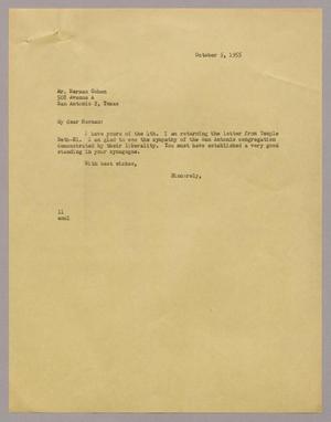 [Letter from I. H. Kempner to Herman Cohen, October 5, 1955]