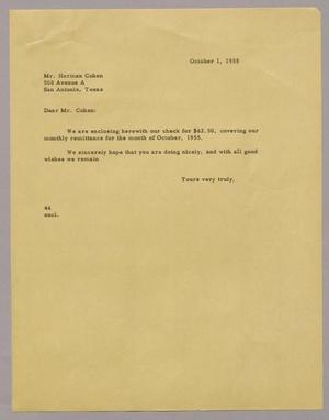 [Letter from A. H. Blackshear, Jr. to Mr. Herman Cohen, October 1, 1955]