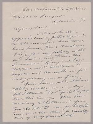 [Letter from Herman Cohen to I. H. Kempner, September 3, 1955]