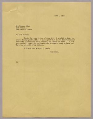 [Letter from I. H. Kempner to Mr. Herman Cohen, June 4, 1955]