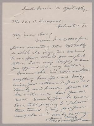 [Letter from Herman Cohen to I. H. Kempner, April 19, 1955]