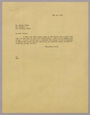 [Letter from I. H. Kempner to Mr. Herman Cohen, May 10, 1955]