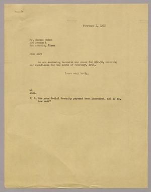 [Letter from A. H. Blackshear, Jr. to Herman Cohen, February 1, 1955]