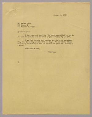 [Letter from I. H. Kempner to Mr. Herman Cohen, Janurary 6, 1955]
