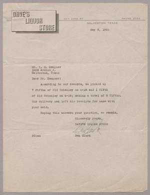 [Letter from Ben Clark to Mr. I. H. Kempner, May 9, 1955]