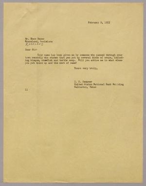 [Letter from I. H. Kempner to Mr. Enos Danos, February 9, 1955]
