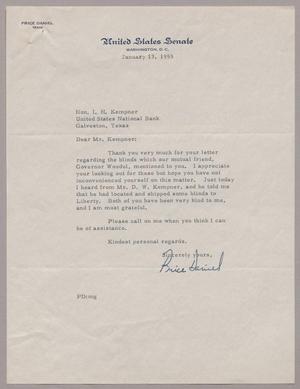 [Letter from Price Daniel to I. H. Kempner, January 13, 1955]