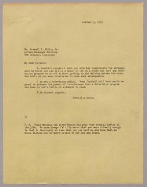 [Letter from I. H. Kempner to Mr. Caswell P. Ellis, October 3, 1955]
