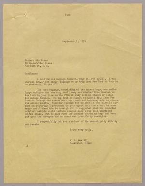 [Letter from I. H. Kempner to Eastern Air Lines, September 1, 1955]